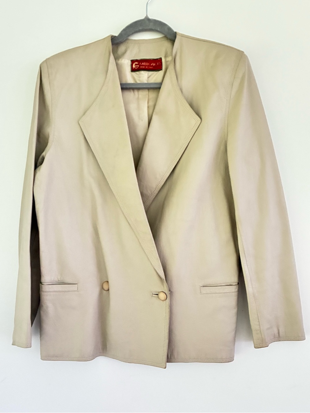 Fratelli Gallotti Women's Cream Leather Double-Breasted Jacket 44